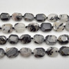 High Quality Grade A Natural Tourmalinated Quartz Semi-precious Gemstone Faceted Cross Drilled Rectangle Pendants / Beads - 15" strand