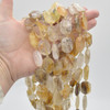 High Quality Grade A Natural Yellow Rutilated Quartz Semi-precious Gemstone Faceted Cross Drilled Rectangle Pendants / Beads - 15" strand