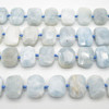 High Quality Grade A Natural Aquamarine Semi-precious Gemstone Faceted Side Drilled Rectangle Pendants / Beads - 15" strand