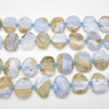 High Quality Grade A Natural Blue Lace Agate Semi-precious Gemstone Faceted Side Drilled Rectangle Pendants / Beads - 15" strand