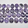 High Quality Grade A Natural Dark Amethyst Semi-precious Gemstone Faceted Side Drilled Rectangle Pendants / Beads - 15" strand