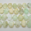 High Quality Grade A Natural Green Chalcedony Opal Semi-precious Gemstone Faceted Side Drilled Rectangle Pendants / Beads - 15" strand