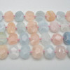 High Quality Grade A Natural Morganite Semi-precious Gemstone Faceted Side Drilled Rectangle Pendants / Beads - 15" strand