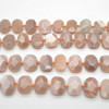 High Quality Grade A Natural Peach Moonstone Semi-precious Gemstone Faceted Side Drilled Rectangle Pendants / Beads - 15" strand