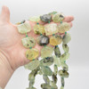 High Quality Grade A Natural Prehnite Semi-precious Gemstone Faceted Side Drilled Rectangle Pendants / Beads - 15" strand