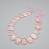 High Quality Grade A Natural Rose Quartz Semi-precious Gemstone Faceted Side Drilled Rectangle Pendants / Beads - 15" strand