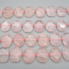 High Quality Grade A Natural Rose Quartz Semi-precious Gemstone Faceted Side Drilled Rectangle Pendants / Beads - 15" strand