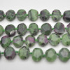 High Quality Grade A Natural Ruby Zoisite Semi-precious Gemstone Faceted Side Drilled Rectangle Pendants / Beads - 15" strand