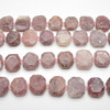 High Quality Grade A Natural Strawberry Quartz Semi-precious Gemstone Faceted Side Drilled Rectangle Pendants / Beads - 15" strand