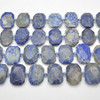 High Quality Grade A Natural Lapis Lazuli Semi-precious Gemstone Faceted Side Drilled Rectangle Pendants / Beads - 14mm x 20mm - 15" strand
