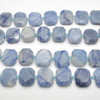 High Quality Grade A Natural Blue Aventurine Semi-precious Gemstone Faceted Side Drilled Rectangle Pendants / Beads - 20mm x 25mm - 15" strand