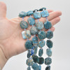 High Quality Grade A Natural Apatite Semi-precious Gemstone Faceted Square Pendants / Beads - 16mm - 18mm - 15" strand