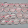 High Quality Grade A Natural Rose Quartz Semi-precious Gemstone Faceted Square Pendants / Beads - 16mm - 18mm - 15" strand