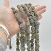 Raw Natural labradorite Semi-precious Gemstone Chunky Nugget Beads - approx 11mm - 13mm x 13mm - 15mm - approx 15" long strand