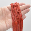 High Quality Red Coral (dyed from natural white coral) Semi-precious Gemstone Round Tube Beads - 4mm x 2mm - 15" strand