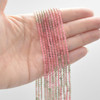 High Quality Grade A Natural Green and Pink Strawberry Quartz Semi-Precious Gemstone FACETED Round Beads - 3mm - 15" strand