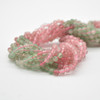 High Quality Grade A Natural Green and Pink Strawberry Quartz Semi-Precious Gemstone FACETED Round Beads - 4mm - 15" strand