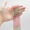 High Quality Grade A Natural Green and Pink Strawberry Quartz Semi-Precious Gemstone FACETED Round Beads - 4mm - 15" strand