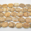High Quality Grade A Natural Picture Jasper Semi-precious Gemstone Faceted Large Rectangle Pendant / Beads - 15" strand