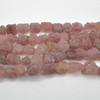 Raw Hand Polished Natural Strawberry Quartz Semi-precious Gemstone Chunky Nugget Beads - 11mm - 13mm x 11mm - 15mm - 15" strand