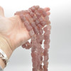 Raw Hand Polished Natural Strawberry Quartz Semi-precious Gemstone Chunky Nugget Beads - 11mm - 13mm x 11mm - 15mm - 15" strand