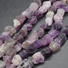 Raw Natural Purple Fluorite Semi-precious Gemstone Chunky Nugget Beads - 12mm - 16mm x 10mm - 12mm - 15" strand