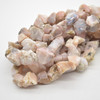 Raw Natural Pink Peruvian Opal Semi-precious Gemstone Chunky Nugget Beads - 10mm - 13mm x 15mm - 19mm - 15" strand