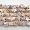 Raw Natural Pink Peruvian Opal Semi-precious Gemstone Chunky Nugget Beads - 10mm - 13mm x 15mm - 19mm - 15" strand