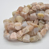 Raw Natural Peach Moonstone Semi-precious Gemstone Chunky Nugget Beads - 13mm - 17mm x 13mm - 17mm - 15" strand