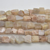 Raw Natural Peach Moonstone Semi-precious Gemstone Chunky Nugget Beads - 13mm - 17mm x 13mm - 17mm - 15" strand