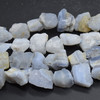 Raw Natural Blue Chalcedony Semi-precious Gemstone Chunky Nugget Beads - 13mm - 15mm x 15mm - 20mm - 15" strand