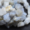 Raw Natural Blue Chalcedony Semi-precious Gemstone Chunky Nugget Beads - 13mm - 15mm x 15mm - 20mm - 15" strand