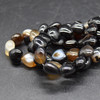 High Quality Grade A Black Banded Agate Semi-precious Gemstone Heart Shaped Beads - 12mm - 15" strand
