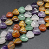 High Quality Grade A Mixed Stones Semi-precious Gemstone Heart Beads - 12mm - 15" strand