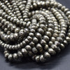 High Quality Grade A Natural Pyrite Semi-precious Gemstone FACETED Rondelle Spacer Beads - 4mm, 6mm - 15" strand