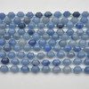 Grade A Natural Blue Aventurine Semi-precious Gemstone Double Tip FACETED Round Beads - 7mm x 8mm - 15" strand