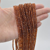 High Quality Grade A Natural Honey Hessonite Garnet Semi-precious Gemstone Round Beads - FACETED - 4mm - 15" strand