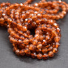 High Quality Grade A Natural Honey Hessonite Garnet Semi-precious Gemstone Round Beads - FACETED - 4mm - 15" strand