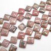 High Quality Grade A Natural Rhodonite Semi-precious Gemstone Diamond / Rhombus Beads - 15mm - 15" strand