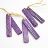 High Quality Grade A Lepidolite (colour enhanced) Semi-precious Gemstone Rectangular Drop Earring / Beads - 4.8cm x 1cm - 1 pair