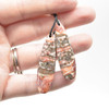 High Quality Grade A Natural Red Leopard Skin Jasper Semi-precious Gemstone Teardrop Earring / Beads - 4.5cm x 1.2cm - 1 pair