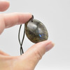 Natural Labradorite Round Pebble Semi-precious Gemstone Tumblestone Pendant - 3cm - 3.5cm