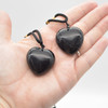 Natural Black Obsidian Heart Semi-precious Gemstone Pendant - 3cm - 3.5cm