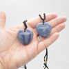 Natural Blue Aventurine Heart Semi-precious Gemstone Pendant - 3cm - 3.5cm