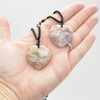 Natural Flower Agate Heart Semi-precious Gemstone Pendant - 3cm