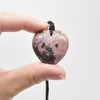 Natural Rhodonite Heart Semi-precious Gemstone Pendant - 3cm