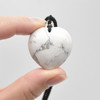 Natural White Howlite Heart Semi-precious Gemstone Pendant - 3cm