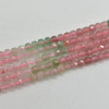 High Quality Grade A Natural Gradurated Pink & Green Strawberry Quartz Semi-precious Gemstone Faceted Cube Beads - 3.5 - 4mm - 15" strand