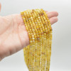 High Quality Grade A Natural Yellow Opal Semi-precious Gemstone Faceted Cube Beads - 4mm - 15" strand