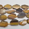 High Quality Grade A Natural Tigers Eye Semi-precious Gemstone Irregular Slices Pendant / Beads - 15" strand